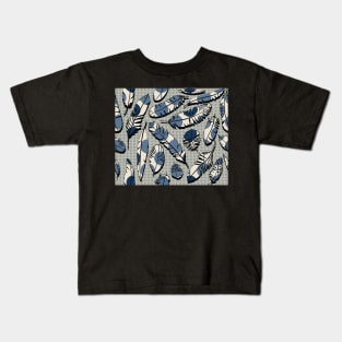 Vintage Feathers (blue) Kids T-Shirt